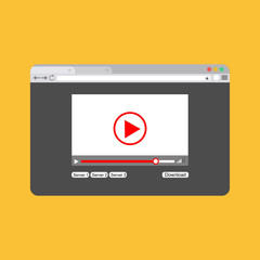 Modern video player design template for web and mobile apps flat style. Vector illustration