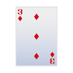 three of diamonds card icon, flat design