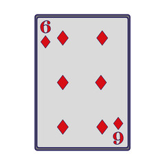 six of diamonds card icon, flat design