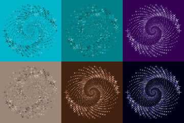 Dotted Halftone Vector Spiral Pattern or Texture set