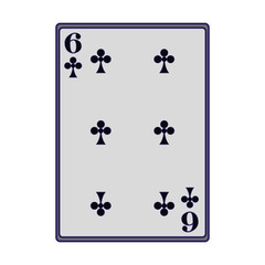 six of club card icon, flat design