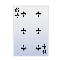 six of club card icon, flat design