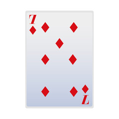 seven of diamonds card icon, flat design