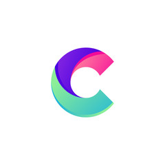 Simple and colorful outline letter mark c for logo concept design.