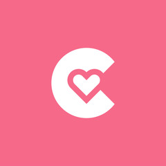 Simple and Clean letter mark C with heart or love shape design logo concept.
