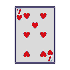 seven of hearts card icon, flat design