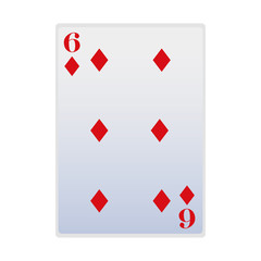six of diamonds card icon, flat design
