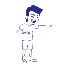 cartoon boy laughing icon, flat design