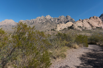 The La Cueva rocks and Organ Mountains in southwest New Mexico.