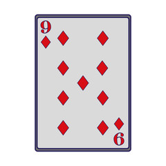 nine of diamonds card icon, colorful design