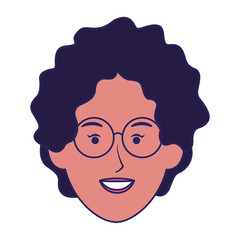 woman with curly hair and glasses icon