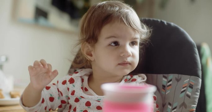 Little girl refusing to eat. Shot in 4K RAW on a cinema camera.