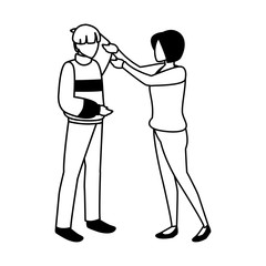 couple of people standing on white background