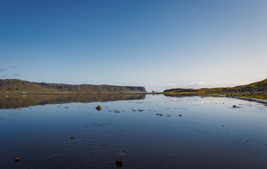 Bay during an outflow, located near Black beach Reynisfjara and the village of Vik. Sudurland, Iceland, Europe. September 2019