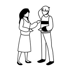 couple of people standing on white background