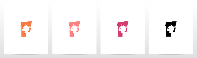 Cat Head Inside Letter Logo Design F