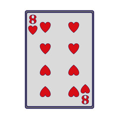 eight of hearts card icon, flat design