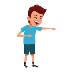 cartoon boy laughing icon, flat design