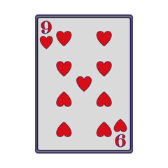 nine of hearts card icon, flat design
