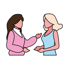 young women on white background