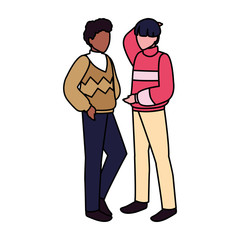 men standing on white background