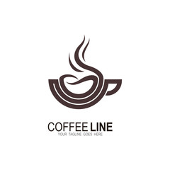 Coffee logo with line, Espresso icon, Coffee mug logo