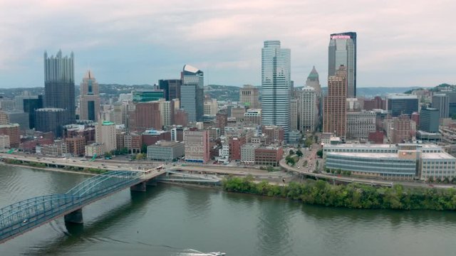 Aerial Perspective Overcast Late Afternoon Downtown Pittsburgh PA