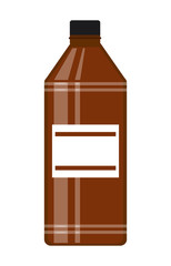 Brown plastic bottle isolated on white background vector illustration. Capacity of the domestic construction of the liquid.
