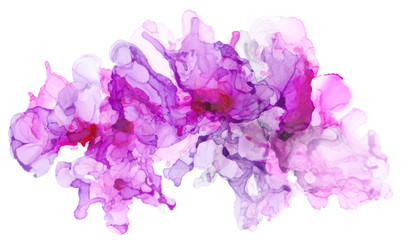 Hand painted ink texture. Abstract background in purple and red. Watercolor textures