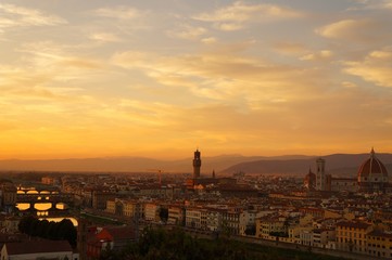 the sunset of Michelangelo square in florence