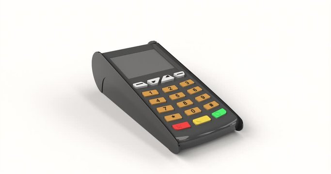 Payment terminal mock up. Payment by gold credit card. Online transaction. 4k
