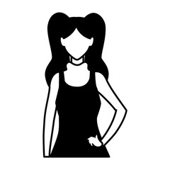 woman faceless standing on white background