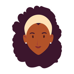 head of woman smiling on white background