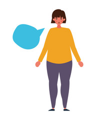 Avatar woman with communication bubble vector design