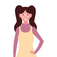 young woman on white background