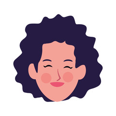 woman with curly hair icon, flat design