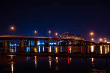 Tennessee River Bridge in Decatur Alabama at Night