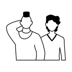 men faceless with different poses on white background