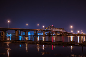 Tennessee River Bridge in Decatur Alabama at Night