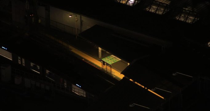 A train at Shinagawa stration in Tokyo at night