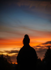 sunset silhouette of girl