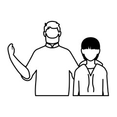 men faceless with different poses on white background