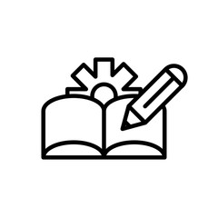 book pencil gear architecture icon line style