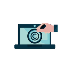 hand writing laptop property intellectual copyright icon