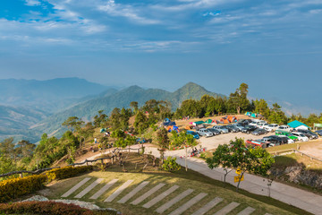 Nan/THAILAND - Jan.17, 2015 : Tent and parking area at Khun Sathan National Park Viewpoint, Nan, Thailand.