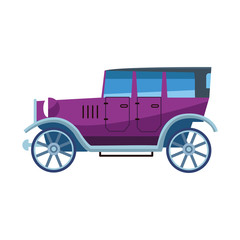 purple vintage car icon, colorful design
