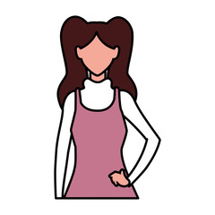 woman faceless standing on white background