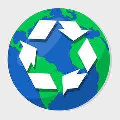 globe with recycle symbol for environmental concept vector illustration