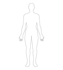 Anatomical Position Anterior View Female Body Outline Vector Illustration.