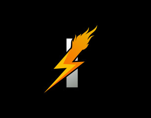 Fire Flash I Letter Logo Icon